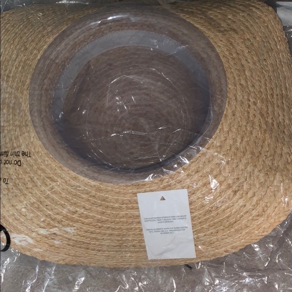 Natural straw floppy hat w/ braid & size adjuster - Picture 6 of 6